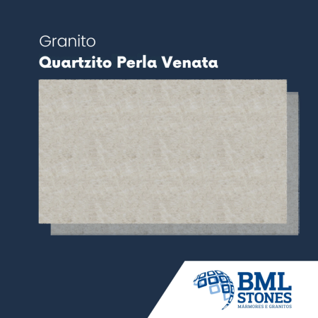 Quartzito polido Perla Venata, branco